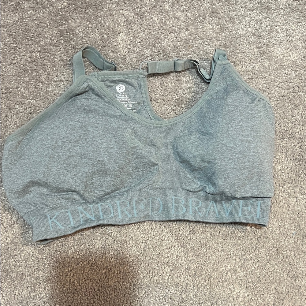Kindred Bravely Heather Gray Blue Sport Nursing Bra